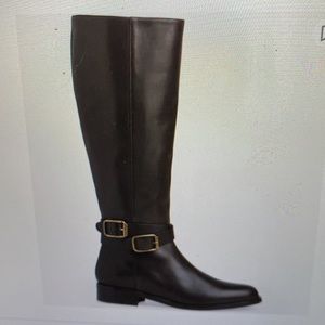 NWT L.K. Bennett Brogan dark brown leather tall equestrian  riding boots Sz 38